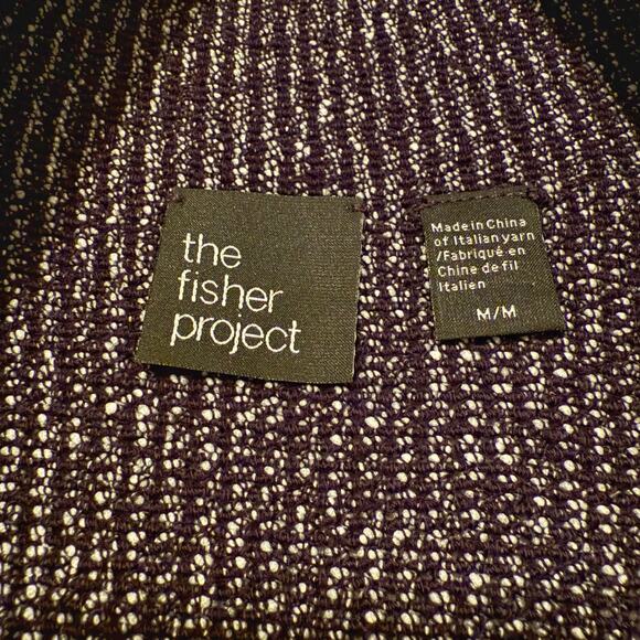 The Fisher Project Mock Neck Marled Knit Crop Sweater Gray Black - Size Medium - Picture 4 of 8